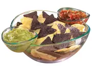 8 x ACRYLIC CHIP DIP SERVING BOWL w/ ATTACHABLE DIPPING BOWLS Salad Fruit Mixing Decor Parties Events Catering Lightweight Indoor Outdoor