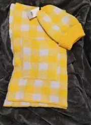 BP by Nordstrom Beanie Scarf Set~ Yellow- Lavender Squares Pockets NWT Soft!