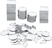 Prasacco 120 Pcs Small Mirrors for Crafts, 3 Shapes Mirror Pieces for Crafts, Square Diamond Round Craft Mirror DIY Mirror Mosaic Tiles for Disco Ball Lamp Framing Decoration