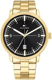 [Tommy Hilfiger] Men's Essential Watch, BLACK/GOLD, 44MM