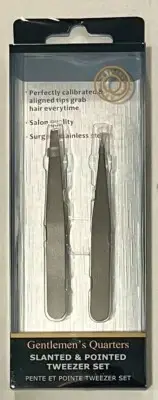 Gentlemen's Quarters Slanted & Pointed Tweezer Set (lot of 12)