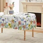 Horaldaily Spring Tablecloth 60Ã—84 Inch Oval Floral Flowers Butterfly Birds Was