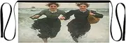 [Joitme] Running Sister Ocean Blue Apron Cooking with Pockets, Chef Apron, Bistro Aprons with Pockets, Running Sister Ocean Blue-2
