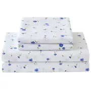 Blue Floral Full Sheet Set Flower Bed Sheets Printed Sheets Double - 4 Piece