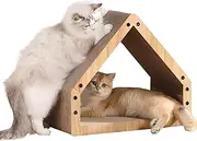 House Shaped Cat Cardboard Scratcher, Cat Scratcher House, Cat Scratching Cardboard Protecting Furniture, Cat Scratch Bed Pad for All Cats