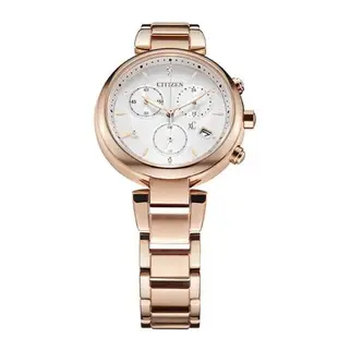 【CITIZEN】星辰 Eco-Drive 光動能 xC FB1456-65A 藍寶石鏡面 鋼錶帶 三眼計時女錶 白/玫瑰金 35mm