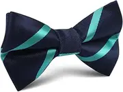 [OTAA] Navy Blue with Striped Light Blue Kids Bow Tie Navy Blue Navy Blue with Striped Light Blue Kids Bow Tie