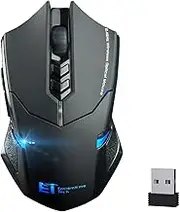 Wireless Mouse, ET TECH X-08 Mouse New USB 7 Buttons Professional Game Gaming Mouse Optical Mouse Mice 500/1000/1500/2000 DPI Adjustable for PC Laptop Desktop Notebook Mouse Keyboard (Black)