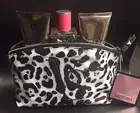 Victoria Secret "VICTORIA" Leopard Print 4pc Clutch Travel Bag Gift Set NWT