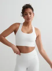 [aim'n] White High Support Ribbed Bra