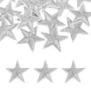 32Pcs Iron on Star Patches Sew on Star Embroidered Patches, 29mm Silver Gray