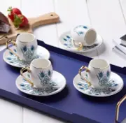Turkish Espresso Cup and Saucer Set for 6