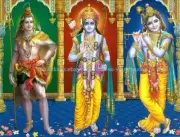 at home decor hindu deities Shiva, Rama and Krishna paper poster