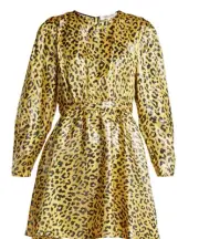 NWT DIANE VON FURSTENBERG Heyford leopard-jacquard silk mini dress Sz 4 Z376-6
