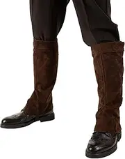 AGDGV Pirate Boot Covers for Men, Medieval Renaissance Steampunk Faux Leather Boot Tops, Halloween Costume Accessory for Santa Claus, Viking Knight Cosplay