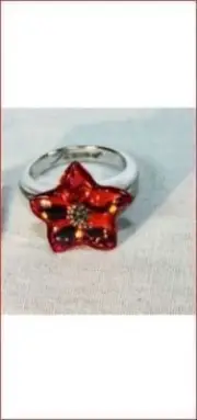 $445 Baccarat Blossom Mahogany Crystal Star 925 Silver Ring 50 Size 5 New n Box