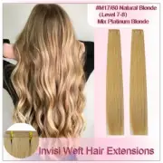 2X50g 22''INCHES INVISI Weft Hair Extension 100% Human Hair #M17/60 Blonde 26/29