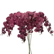 6Pcs 41" 9 Heads Artificial Orchid Stems Faux Phalaenopsis, Purple Red