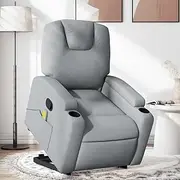 VRAXO Stand up Massage Recliner Chair Light Grey Fabric -26.95KG,3205528