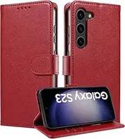 [Boyobacase] Wallet Case for Samsung Galaxy S23 Plus 5G,for Galaxy S23 Plus 5G Case,PU Leather Flip Cover RFID Blocking Phone Cover with 3 Card Slots [Stand Feature] [Side Magnetic Closure]-Red