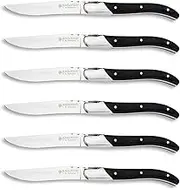 Laguiole by Hailingshan 6-Piece Stainless Steel Steak Knives Set with Gift Box, Wood Handle Black Wood