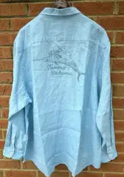 $110 TOMMY BAHAMA 'MARLIN ESCAPE BREEZER' L/S HAWAIIAN BLUE CAMP SHIRT 2XL XXL