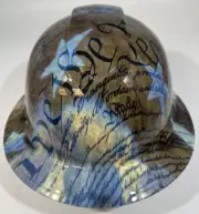 New Full Brim Hard Hat Hydro Dipped WE THE PEOPLE GRUNGE FLAG