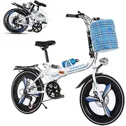 Folding Adult Bicycle, 26-inch 6-Speed Bicycle, Front and Rear Double Disc Brake Integrated Wheel Shock Absorption Commuter Car (Send Bottle)