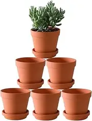 Terra Cotta Pots with Saucer- 6-Pack Large Clay Pots 5.5'' Ceramic Pottery Planter Cactus Flower Succulent Pot with Drainage Hole- Great for Plants,Crafts Terra Cotta Planter