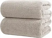 POLYTE Quick Dry Lint Free Microfiber Bath Sheet, 35 x 70 in, Pack of 2 (Beige)