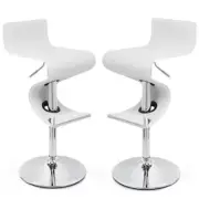 Home Square 2 Piece Faux Leather Height-adjustable Bar Stool Set in White