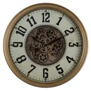 Monza Industrial Age Wall Clock Gold w/Natural