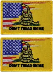 USA Flag Don't Tread on me Gadsden Patch |2PC HOOK BACK 3"x2" (qp951)