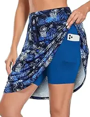[Blevonh] Women's Golf Skirt 20" Knee Length Skorts Skirts Drawstring Waist Tennis Skirts with Pockets