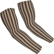 [FSCEV] Brown Strip Sun Protection Arm Sleeves Outdoor Essentials Cooling Compression Golf Hiking Cycling