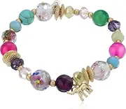[Lonna&Lilly] Lonna & Lilly Sun Showers Worn Gold-Tone and Multi-Beaded Tassel Stretch Bracelet