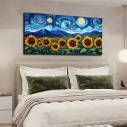 Vibrant Van Gogh Inspired Starry Sky Unframed Canvas Painting for Living