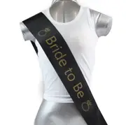 Bridal Hens Night Sash Party Black/Gold - Bride To Be