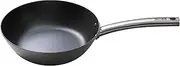 Skottsberg Wok Pan Made of Carbon Steel, Diameter 24 cm, Pre-Seasoned, Non-Stick Effect, Suitable for All Hob Types
