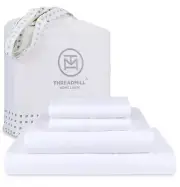 Threadmill Luxury 100% Cotton Queen Bed-Sheets - 800 Thread Count Jacquard Ce...
