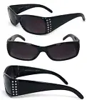Ladies Rhinestone Bifocal Reading Glasses Sunglasses Sun Reader BF68 Black +2.25