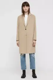NWT $525 AllSaints Anya Wool Blend Coat Brown Sz S