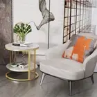 2 Tiers Wear-Resistance End Side Round Coffee Table Lamp Table Bedroom Balcony