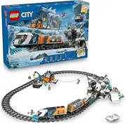 LEGO® City Explorers’ Arctic Polar Express Train 60470 Set for Fans of STEM Toys and Pretend Play Aged 7 and Up, Motorized Locomotive with 2 Cars, 6 Minifigures, 2 Arctic Fox Figures and More