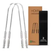 Tongue Scraper for Adults by (2Pcs Oral Care Pack) Stainless Steel Tongue Cle...