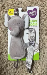 Parent's Choice Pacifier Buddie Clip, 0+ Months Elephant Plush & Strap Holder