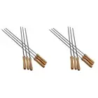 Kebab BBQ Stainless Steel Skewers with Wooden Handles Flat Reusable Metal7229
