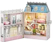 MAGQOO DIY Miniature Dollhouse Kit with Furniture 1:100 Scale Creative Room Mini Wooden Doll House Accessories DIY Miniature House Kit(Grand Hotel)