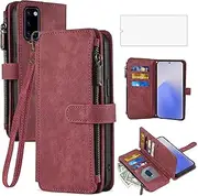 Asuwish Phone Case for Samsung Galaxy Note 20 5G Wallet Cover with Tempered Glass Screen Protector Leather Flip Credit Card Holder Stand Cell Accessories Note20 Notes 20s Twenty Not S20 Women Men Red