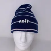 NWT Neff Beanie Winter Hat Snowboard Skate Navy Blue Pink White Embroidered